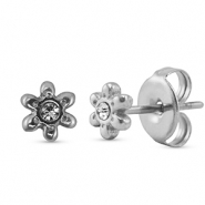 Orecchini in acciaio inossidabile a fiore argento