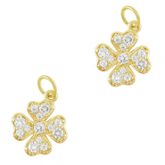 Metallo TQ in ottone ciondolo zirconia trifoglio oro