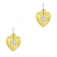 Metallo TQ in ottone ciondolo zirconia cuore oro
