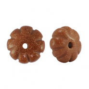 Perline in pietra naturale vetro fiore glitterato marrone cotto