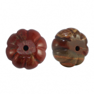 Perline in pietra naturale Diaspro fiore rosso-marrone