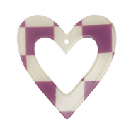 Pendenti in resina cuore viola-beige