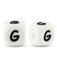 Perline alfabeto in silicone G bianco-nero