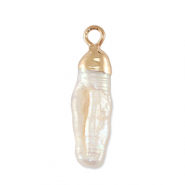 BQ Perle di acqua dolce ciondolo tubo oro-bianco naturale