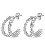 Orecchini in acciaio inossidabil zircone argento