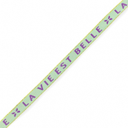Nastro con testo "la vie est belle" menta verde