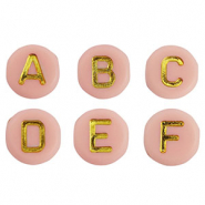 Perline alfabeto in acrilico mix rosa bebé-oro
