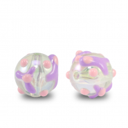 Perline in acrilico punti transparente viola-rosa