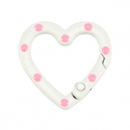 Componenti colorati anello brisé portachiavi cuore bianco-rosa