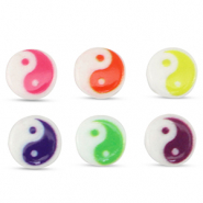 Perline alfabeto in acrilico Yin & Yang multicolore