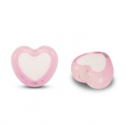 Perline in acrilico cuore rosa chiaro-bianco