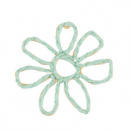 Pendenti in rafia fiore 55mm verde menta