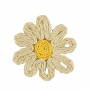 Pendenti in rafia fiore 50mm Beige