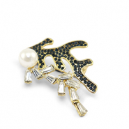 Broches alghe marine blu scuro-oro