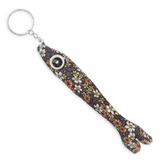 Portachiavi di pesce 17.5cm marrone scuro-bianco-blu-arancione-giallo