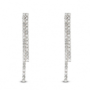 Orecchini in acciaio inossidabile con strass irregolare argento