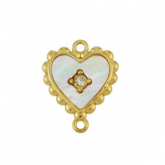 Ciondolo in acciaio inossidabile distanziatore conchiglia cuore oro-bianco (colore naturale)