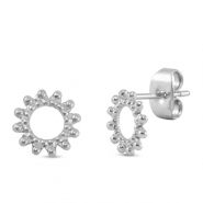 Orecchini in acciaio inossidabile fiore argento