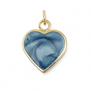 Metallo TQ in ottone ciondolo cuore oro-blu marmo