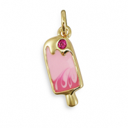 Metallo TQ in ottone ciondolo zirconi ghiacciolo oro-rosa