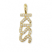 Metallo TQ in ottone ciondolo zirconi "kiss" oro