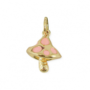 Metallo TQ in ottone ciondolo fungo oro-rosa chiaro