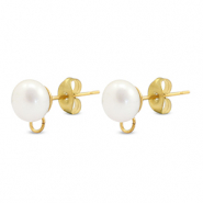 Componenti in acciaio inossidabile orecchini Imitazione di perla con anellino 8mm oro