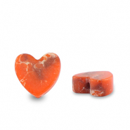 Perline in pietra naturale cuore arancione-bianco-marrone