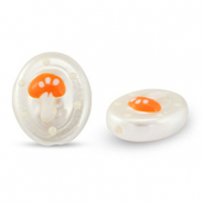Perline in acrilico ovale con fungo perla-arancione-bianco