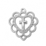 Ciondoli di metallo cuore con croze argento