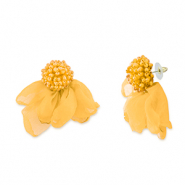 Orecchini alla moda chiffon fiore giallo-oro