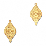 Ciondoli di metallo DQ ovale con fiore oro (privo di nichel)