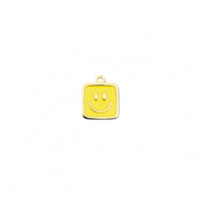 Ciondoli in acciaio inossidabile quadrato con smiley oro-giallo