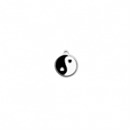 Ciondoli in acciaio inossidabile rotondi Yin & Yang argento-nero-bianco