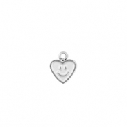 Ciondoli in acciaio inossidabile cuore con smiley argento