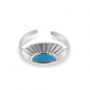 Anelli in acciaio inossidabile ventaglio argento-blu