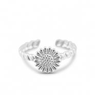 Anelli in acciaio inossidabile fiore argento