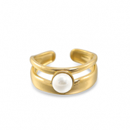 Anelli in acciaio inossidabile perla oro-bianco