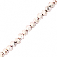 Perline sfaccettate 4x3mm rondella rosa chiaro metallico