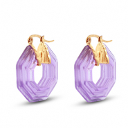 Orecchini alla moda in resina esagono oro-trasparente viola