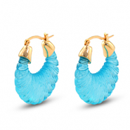 Orecchini alla moda in resina ovale oro-trasparente turchese blu