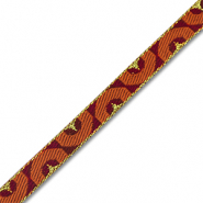 Nastro con testo semi-cerchio rosso scuro-arancione rame-oro
