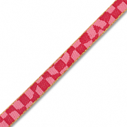 Nastro con testo con motivo a blocchi rosa-rosso-oro