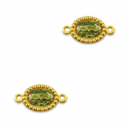Distanziatore in acciaio inossidabile zircone ovale oro-verde lime