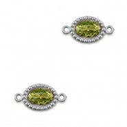 Distanziatore in acciaio inossidabile zircone ovale argento-verde lime