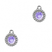 Ciondoli in acciaio inossidabile rotondi con zircone argento-viola