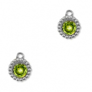 Ciondoli in acciaio inossidabile rotondi con zircone argento-verde lime