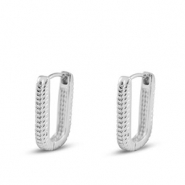 Metallo TQ in ottone orecchini ovale argento