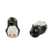 Perline di vetro dipinte a mano pinguino nero-bianco