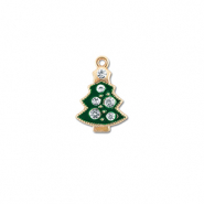 Ciondoli di metallo zirconi albero di natale oro-verde